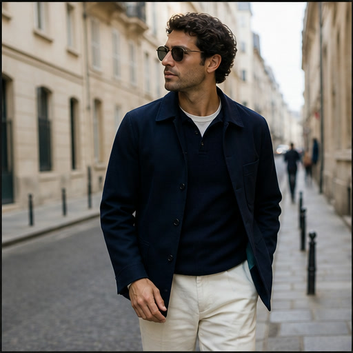The navy overshirt is still the most useful layer